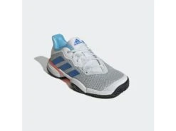 Adidas Adidas Barricade Junior Tennis Shoe- Grey/White/Blue -Sports Equipment adidas adidas barricade junior tennis shoe grey wh 3