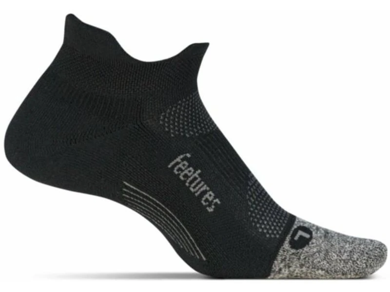 Feetures Elite Light Cushion No Show Tab Socks Black/Grey Large 1 Feetures Elite Light Cushion No Show Tab Socks Black/Grey Large