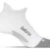Feetures Elite Max Cushion No-Show Tab Socks White/Grey Medium
